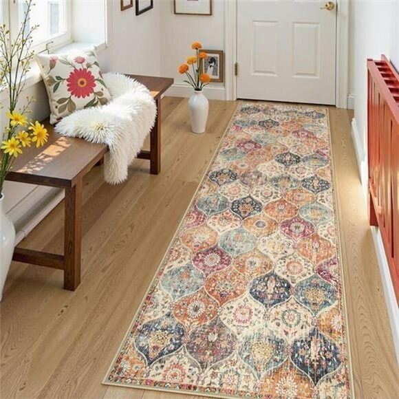 Lahome Moroccan Runner Rug 2x8 Washable Non Slip Hallway Kitchen Carpet - Picture 7 of 7
